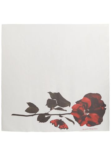 Rose and Logo Print Silk Scarf - Alexander McQueen - Modalova