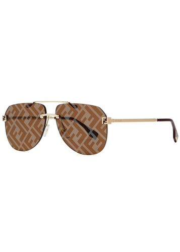 Aviator-style Rimless Sunglasses - Fendi - Modalova