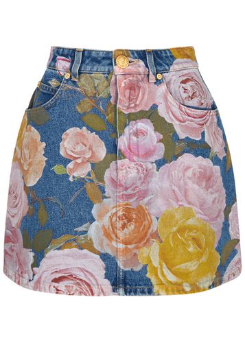 Floral-print Denim Mini Skirt - - 36 (UK8 / S) - Balmain - Modalova