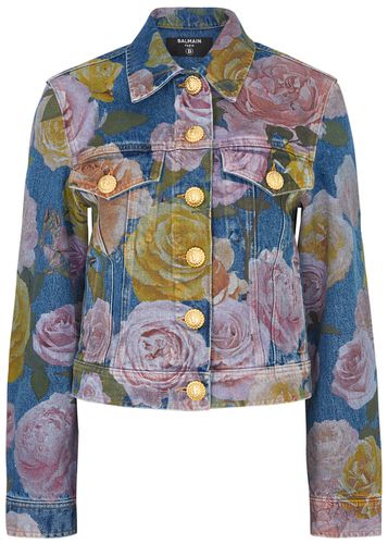 Floral-print Denim Jacket - - 36 (UK8 / S) - Balmain - Modalova