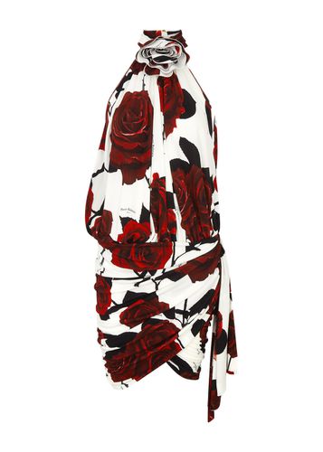 Rose-print Halterneck Draped Mini Dress - - 36 (UK8 / S) - Balmain - Modalova