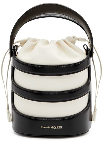 The Rise Leather Bucket bag - Black And White - Alexander McQueen - Modalova