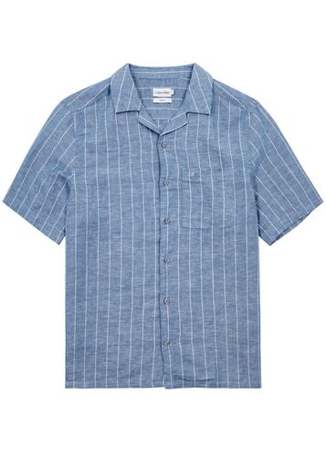 Striped Linen-blend Shirt - - XL - Calvin klein - Modalova