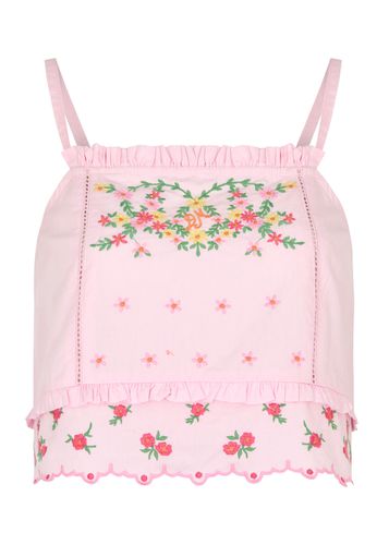 Rosie Floral-embroidered Cotton top - - 10 (UK10 / S) - Damson Madder - Modalova