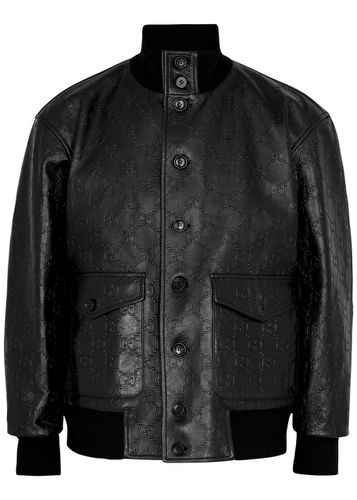 GG-monogrammed Leather Jacket - - 36, Men's Designer Leather Jacket, Male - Gucci - Modalova