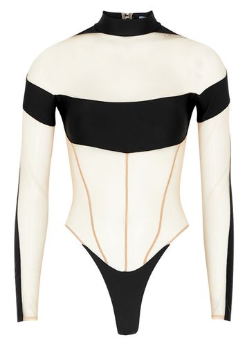 Panelled Jersey and Tulle Bodysuit - - 10 - Mugler - Modalova