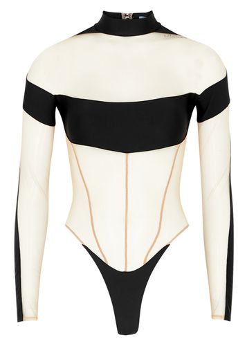 Panelled Jersey and Tulle Bodysuit - - 12 - Mugler - Modalova