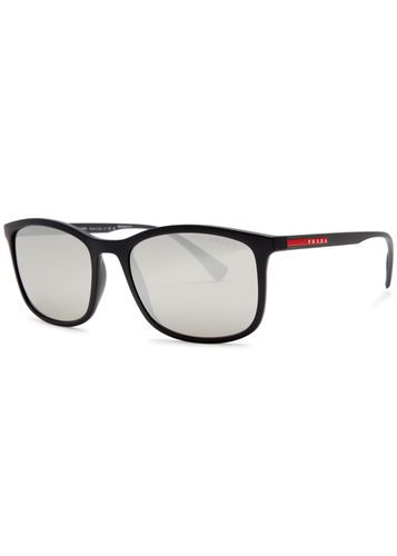Rectangle-frame Sunglasses Matte, Designer-engraved Mirrored Lenses, Designer Plaque at Temples, 100% UV Protection - Prada Linea Rossa - Modalova
