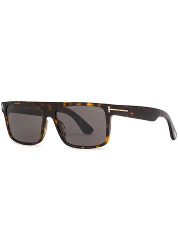 Square D-frame Sunglasses , Transparent, Polarised Lenses, Signature T Insert at Temples, 100% UV Protection - Tom ford - Modalova