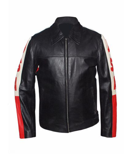 American Flag Biker Style Leather Jacket - Feather skin - Modalova