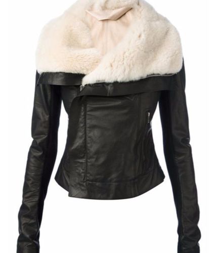 Women's Wide Collar Fur Jacket - Feather skin - Modalova