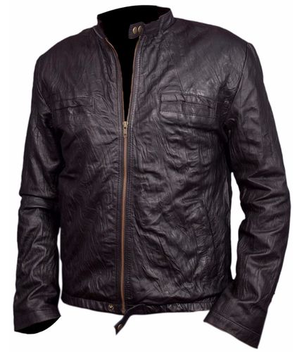 Again Zac Efron Oblow Wrinkled Leather Jacket L - Feather skin - Modalova