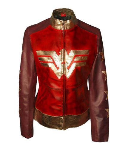 Wonder Woman Gal Gadot Diana Justice League Womens Waxed Synthetic Leather Jacket S - Feather skin - Modalova