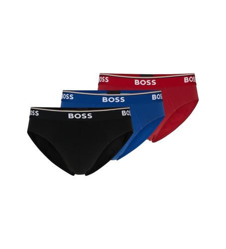 Pack 3 Logo Briefs (XS), Noir, Rouge, Bleu, Homewear, Coton - BOSS - Modalova