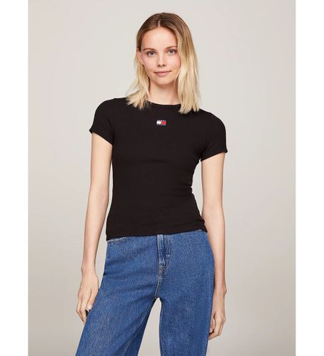 DW0DW17881 T-shirt cintré côtelé avec écusson (XS), Casuel, Coton, Manche courte - Tommy Jeans - Modalova