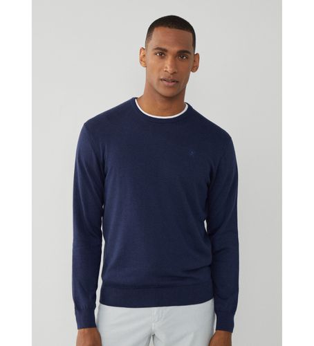 HM703082 Pull Silk (L), Casuel, Coton, Manche longue, Marine - Hackett London - Modalova