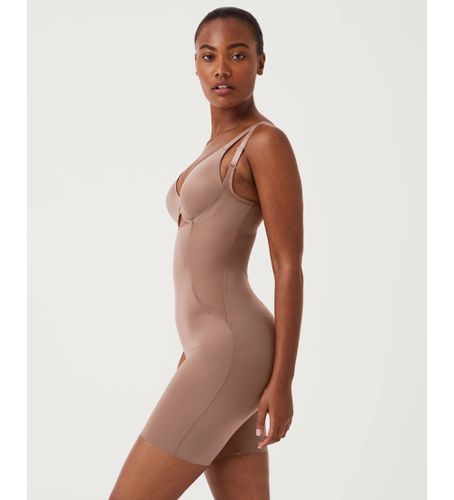 R_CAFE AU LAIT Bodystocking en satin avec buste ouvert et maille moulante brune (M), Homewear, Nylon - SPANX - Modalova