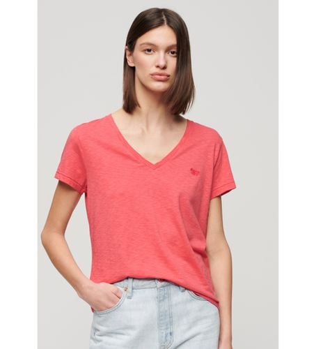 W1011181A T-shirt flammé à col V brodé en corail (XS), Casuel, Coton, Manche courte - Superdry - Modalova