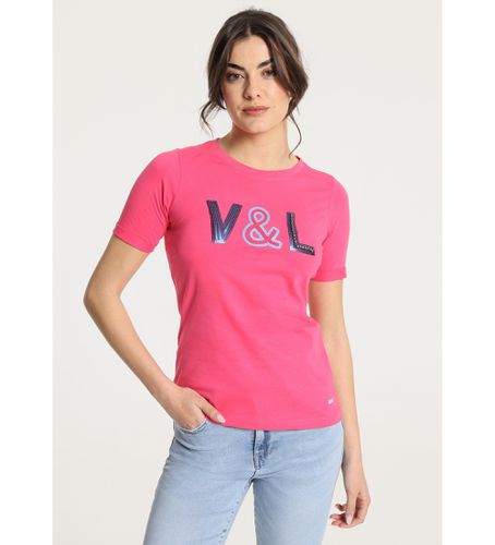 V&L t-shirt à manches courtes avec franges paillettes roses (XS), Casuel, Coton, Manche court - Victorio & Lucchino, V&L - Modalova