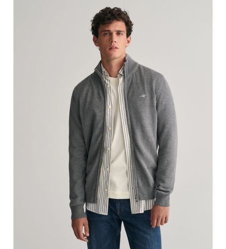 Cardigan décontracté en coton avec fermeture éclair grise (L), Casuel, Manche longue - Gant - Modalova