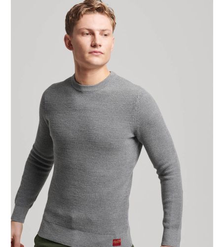 M6110567A Pull en maille à col rond et texture grise (XL), Casuel, Coton - Superdry - Modalova