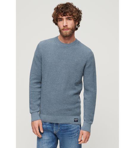 M6110567A Pull en maille à col rond et texture bleue (XXL), Casuel, Coton, Manche longue - Superdry - Modalova