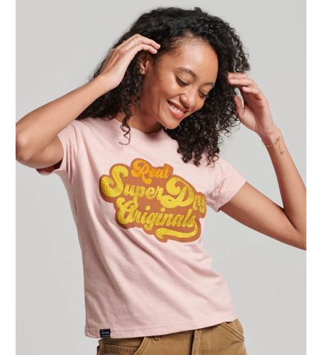 W1011234A T-shirt 70s Script Metallic Logo (XS), Casuel, Manche courte, Durable, Coton Recyclé - Superdry - Modalova