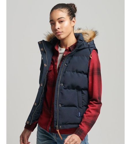 W5011395A Gilet en fourrure synthétique Everest (XS), Casuel, Polyester, Marine - Superdry - Modalova