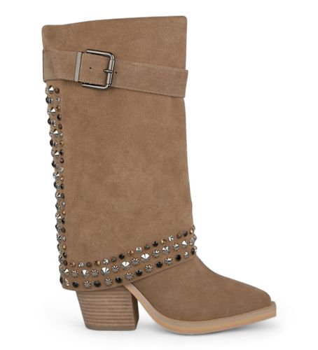 I23437 Bottes en cuir avec clous et boucles (38), Marron, 8 à 10 cm, Aucun, Casuel - Alma en pena - Modalova