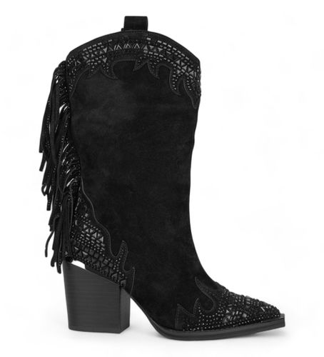 I23472 Bottes en cuir avec franges et strass (37), 8 à 10 cm, Aucun, Casuel - Alma en pena - Modalova