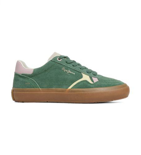 PLS31586 Travis Retro Leather Sneakers (41), Cuir, Plat, Lacets, Casuel, Vert - Pepe Jeans - Modalova