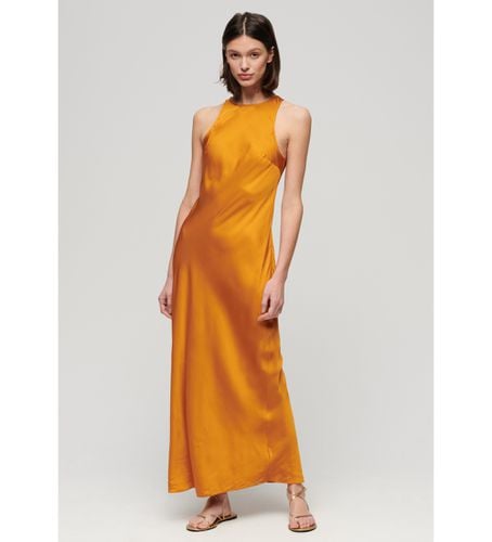 W8011628A Robe midi en satin avec dos olympique (M), Casuel, Orange, Viscose, Sans manches / bretelles - Superdry - Modalova