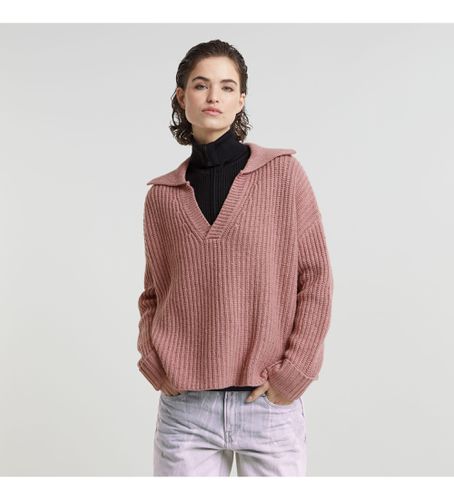 D25220-D890-G860 Polo Heavy Knitted Loose (XXS), Casuel, Rose, Manche longue, Polister recyclé, Durable - G-Star - Modalova