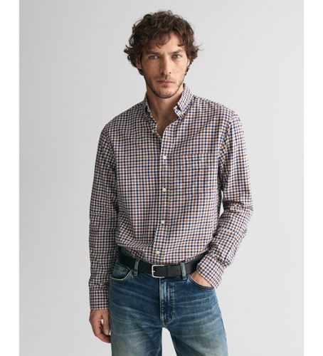 Chemise à coupe régulière en sergé léger Vichy Plaid à coupe régulière (4XL), Marron, Casuel, Coton, Manche longue - Gant - Modalova