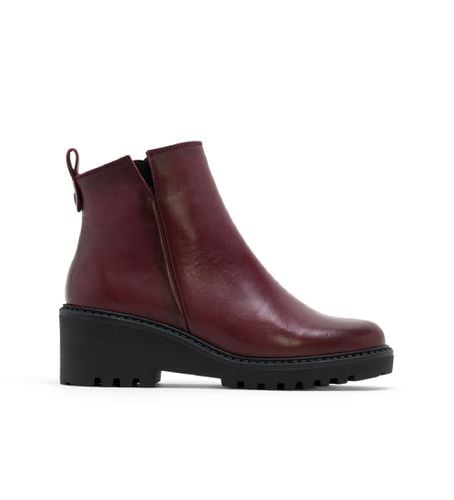 Bottines en cuir avec semelle compensée et fermeture éclair Letha (37), 5 à 8 cm, Casuel, Bordeaux - Porronet - Modalova