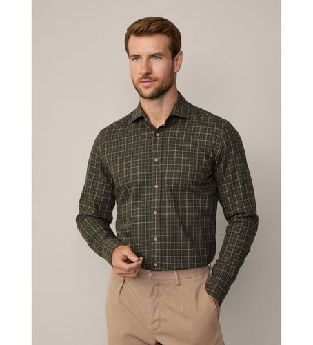 HM3010051 Chemise verte en Windowpane brossé (S), Casuel, Coton, Manche longue - Hackett London - Modalova