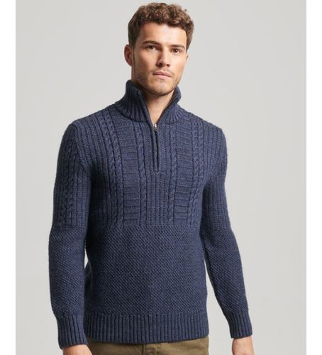 M6110527A Pull en tricot tressé demi-zip Vintage Jacob (M), Casuel, Acrylique, Marine - Superdry - Modalova