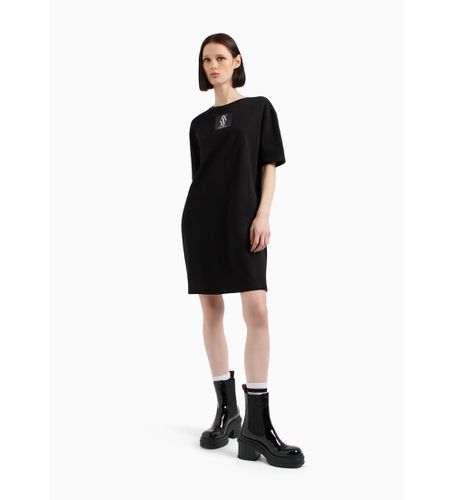 DYA79YJ3RZ1200 ASV Organic cotton monogrammed T-shirt dress (S), Noir, Casuel, Coton, Manche courte - Armani Exchange - Modalova