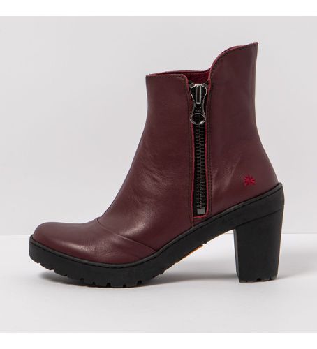 Bottines en cuir bourgogne - Hauteur du talon : 7,5cm (38), Rouge, Fermeture éclair, Casuel - Art - Modalova