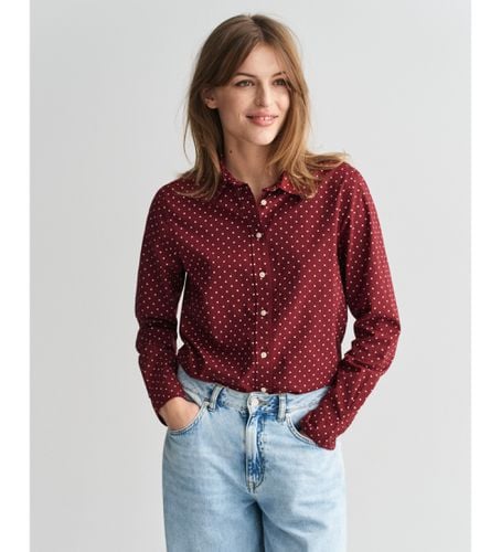 Chemise en gaze de coton à pois marron, coupe régulière (42), Casuel, Grenat, Manche longue - Gant - Modalova