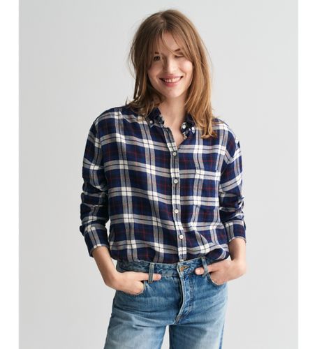 Chemise Relaxed Fit Flannel Plaid Relaxed Fit (38), Casuel, Coton, Manche longue, Marine - Gant - Modalova