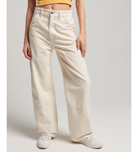 Til kvinder. W7010910A Baggy tømrerbukser i økologisk bomuld Vintage off white (27/32), Hvid, Casual, Økologisk bomuld, Bæredygtig - Superdry - Modalova