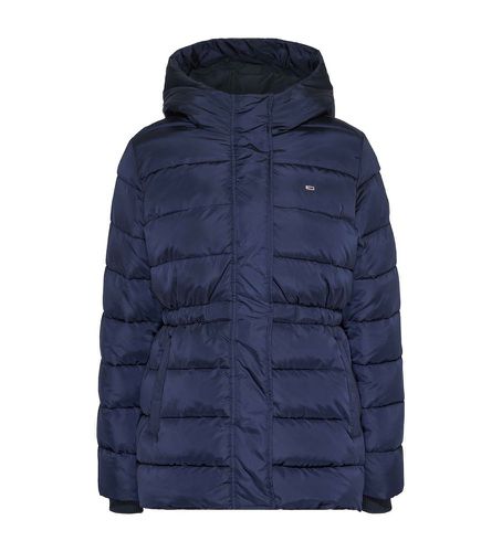 Til kvinder. DW0DW14302 Hættejakke med talje navy (S), Casual, Lange ærmer, Bæredygtig, Genanvendt nylon, Blå - Tommy Jeans - Modalova