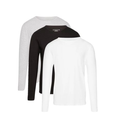 Til mænd. UM0UM03022 Pakke med 3 Essential langærmede t-shirts , , grå (XL), Afslappet, Bomuld, Lange ærmer, Bæredygti - Tommy Hilfiger - Modalova