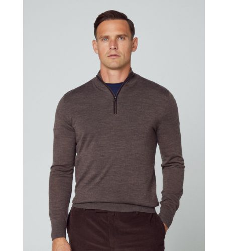 Til mænd. HM703033 Merino Silk Zipper jumper (XXL), Casual, Bomuld, Lange ærmer - Hackett London - Modalova