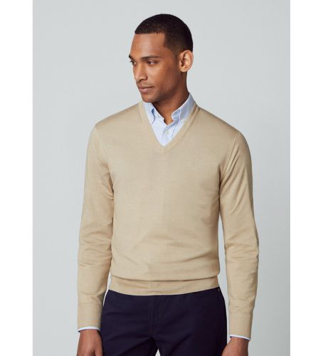 Til mænd. HM702927 Gmd Merino Silk V Neck uldtrøje (L), Casual, Bomuld, Klassisk, Lange ærmer - Hackett London - Modalova