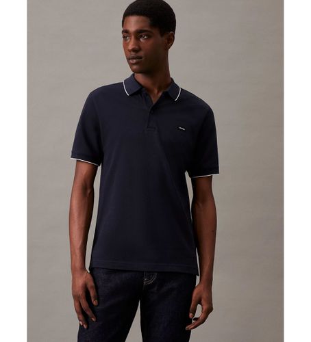 Til mænd. K10K112751 Navy slim fit pique polo shirt (L), Casual, Korte ærmer, Økologisk bomuld, Bæredygtig, Blå - Calvin Klein - Modalova