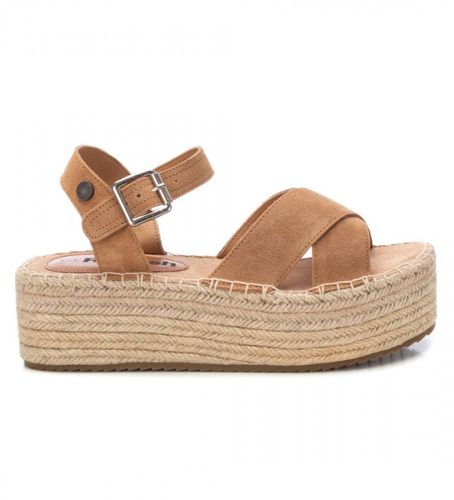 Til kvinder. 170794 Sandaler 170794 camel -Platformhøjde 6 cm (40), Læder, Brun, 3-5 cm, Splittet læder, Spænder, Casual - Refresh - Modalova