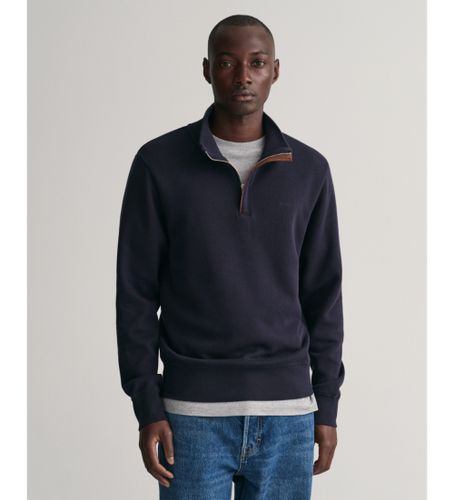 Til mænd. 2068028 Sacker Rib sweatshirt med halv lynlås i navy (3XL), Casual, Bomuld, Blå - Gant - Modalova