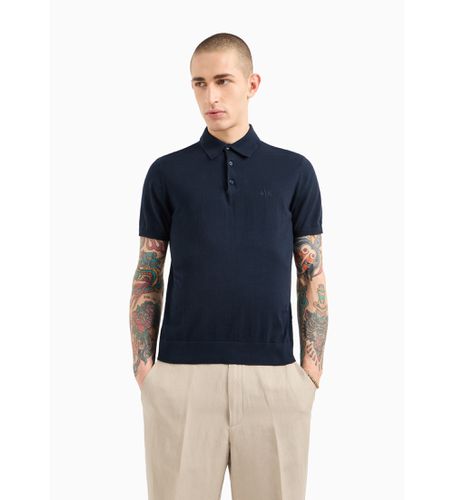 Til mænd. 8NZF5DZM3JZ1510 Navy strikket polo shirt (L), Casual, Bomuld, Korte ærmer, Blå - Armani Exchange - Modalova